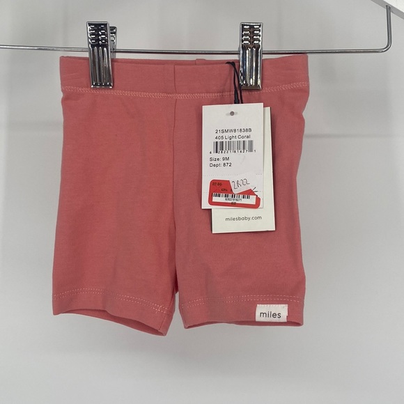 Miles Baby Melon Biker Shorts Light Coral Pink Stretch Waist Size 9M NWT - Picture 2 of 5